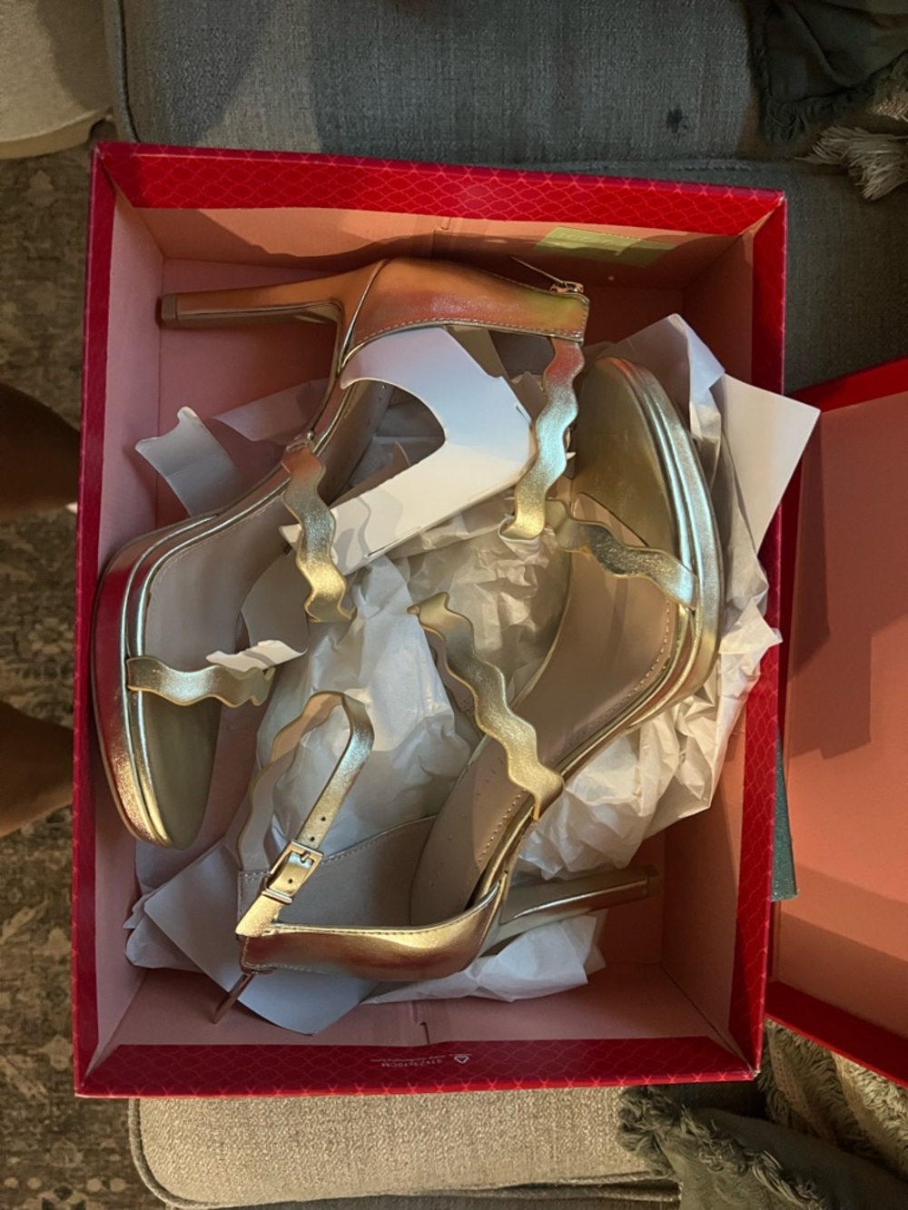 Women's Gold High Heel Sandals